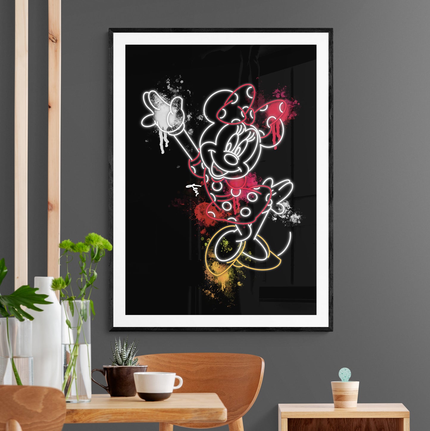 Minnie Mouse Neon Graffiti Print