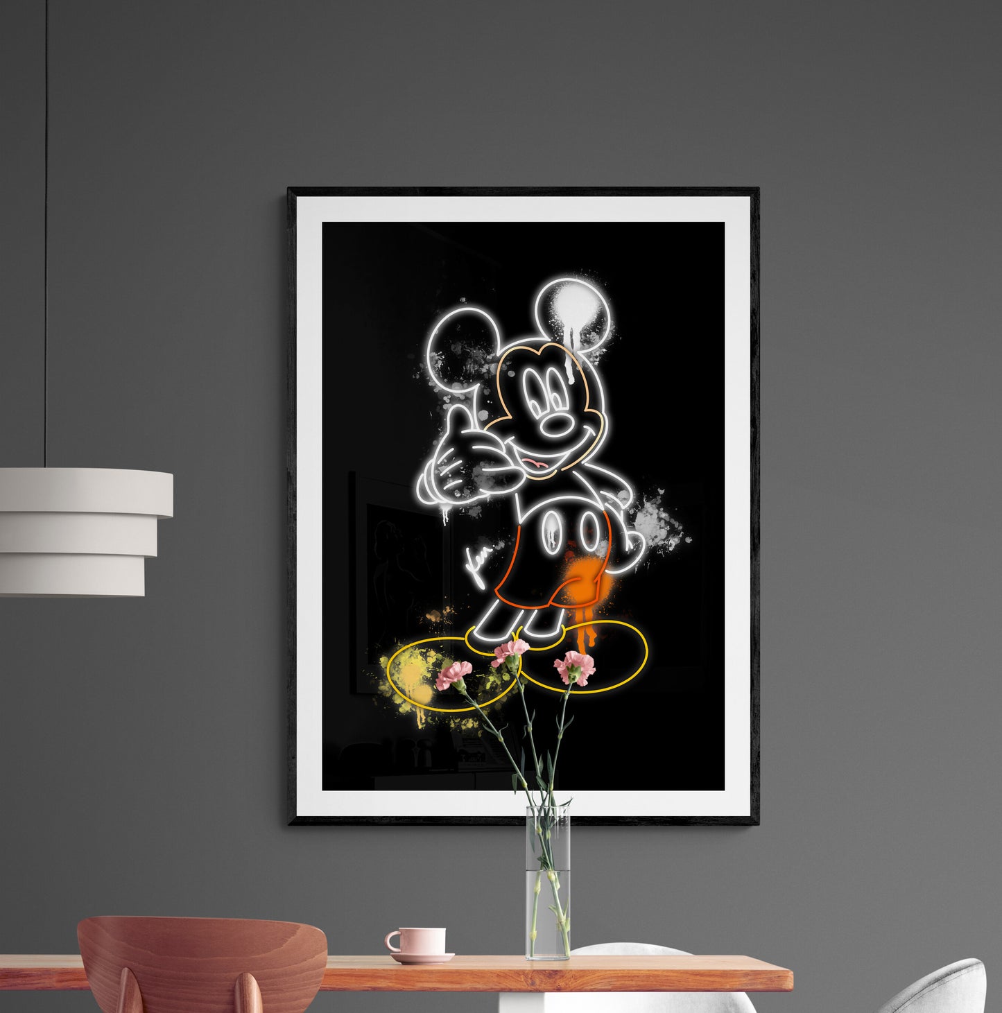 Mickey Mouse Neon Graffiti Print
