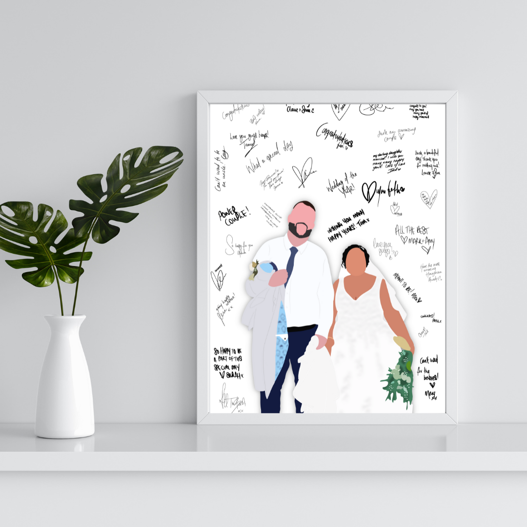 Couples Wedding Portrait Guest Book Alternative