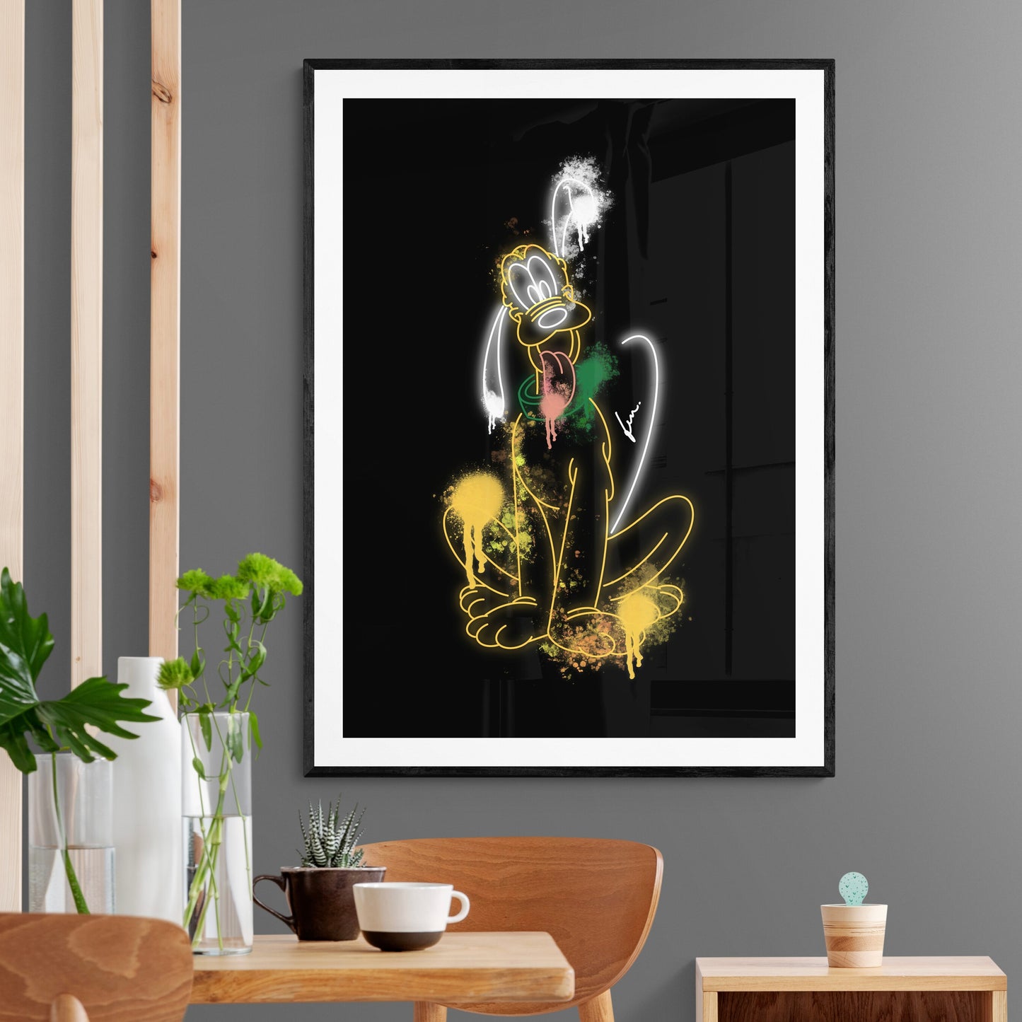 Pluto Neon Graffiti Print