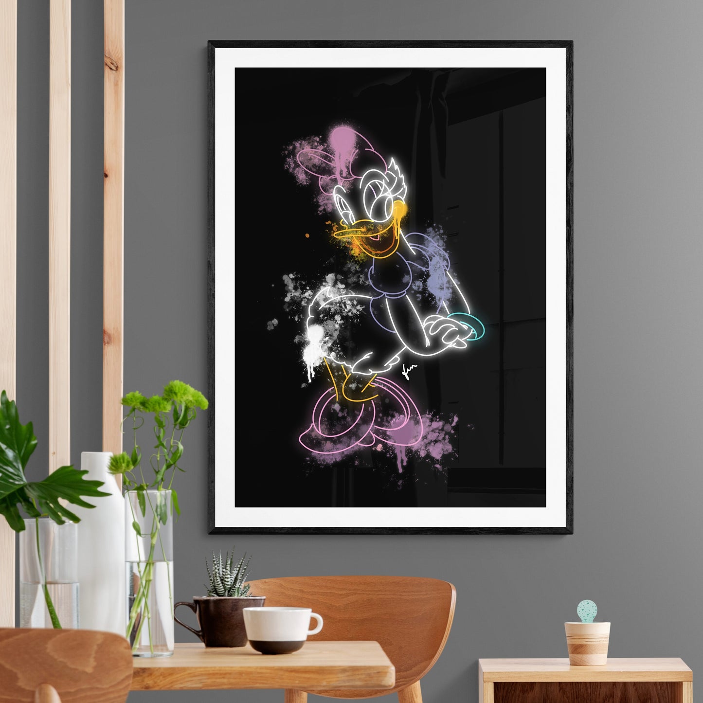 Daisy Duck Neon Graffiti Print