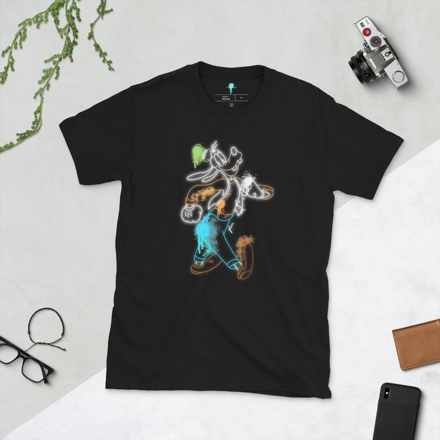 Unisex Goofy Neon Graffiti Print T-Shirt