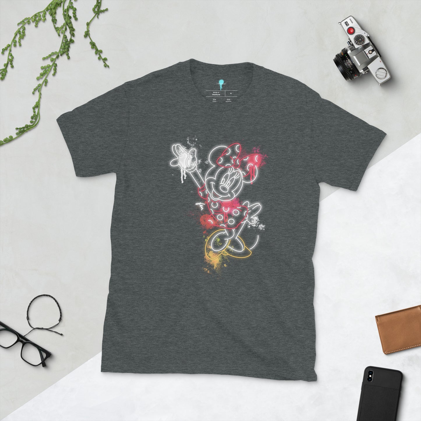 Unisex Minne Mouse Neon Graffiti Print T-Shirt