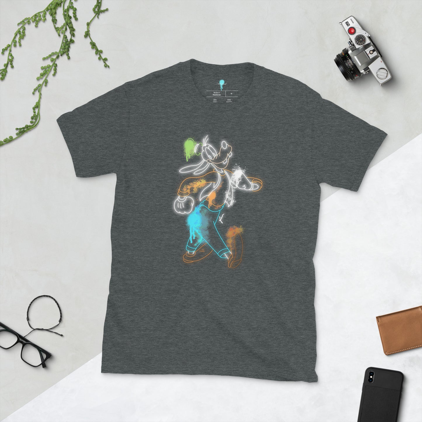 Unisex Goofy Neon Graffiti Print T-Shirt