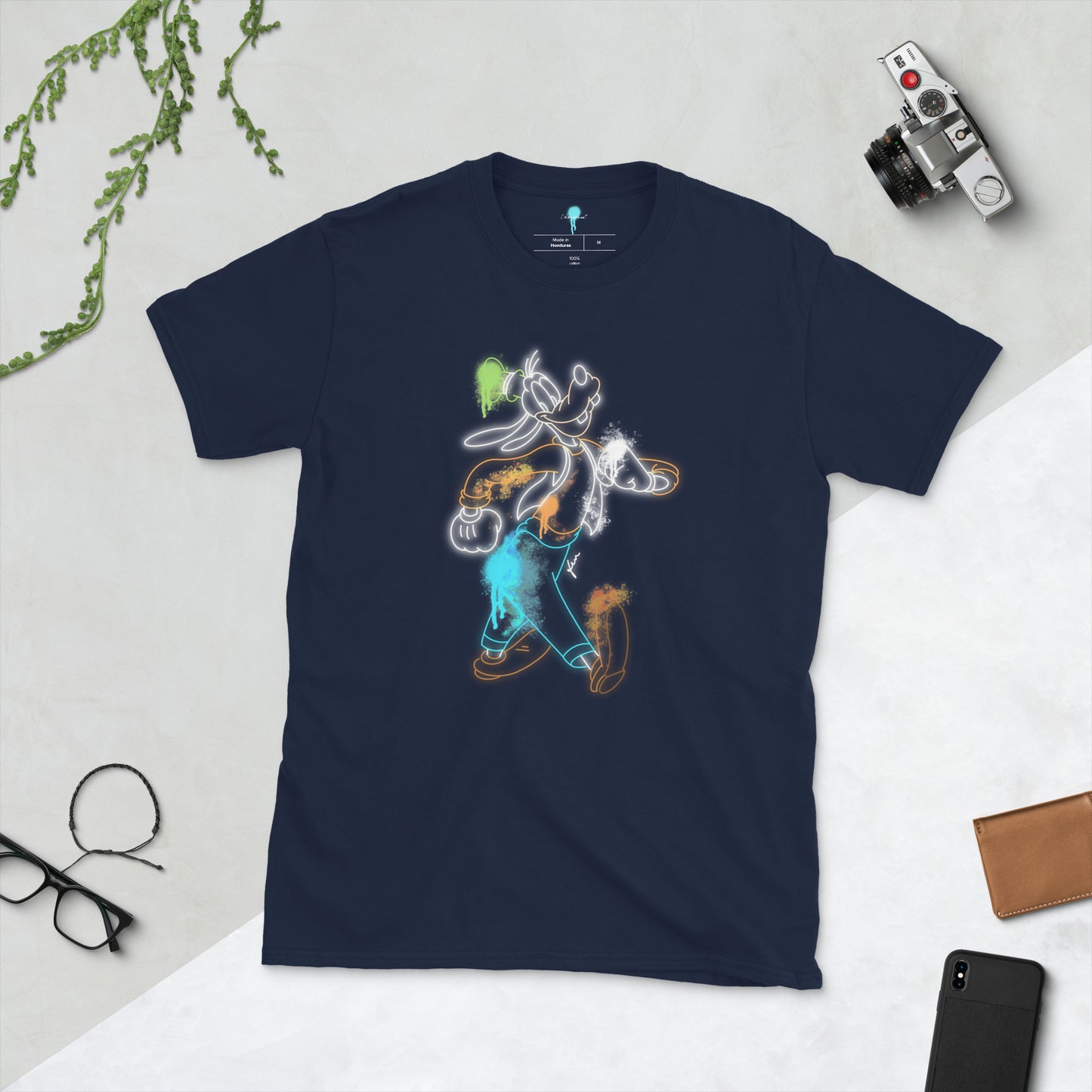 Unisex Goofy Neon Graffiti Print T-Shirt