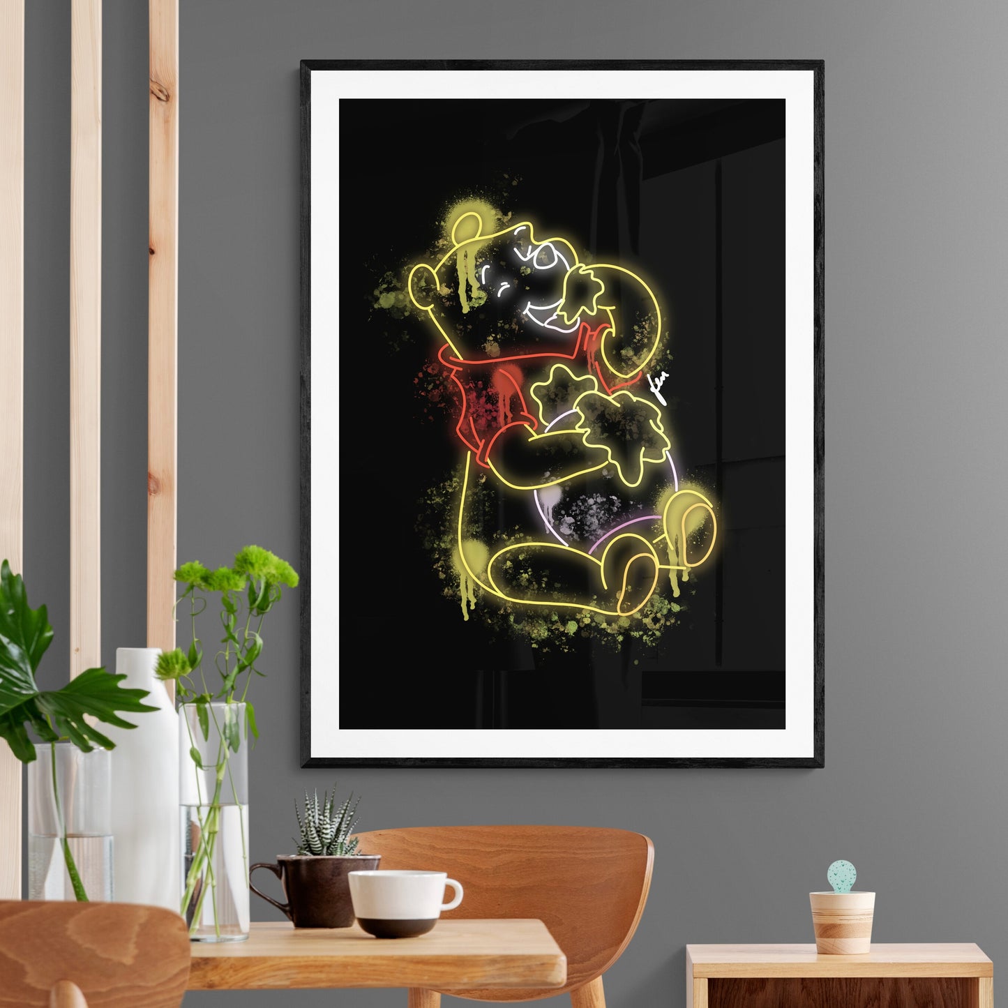 Winnie The Pooh Neon Graffiti Print