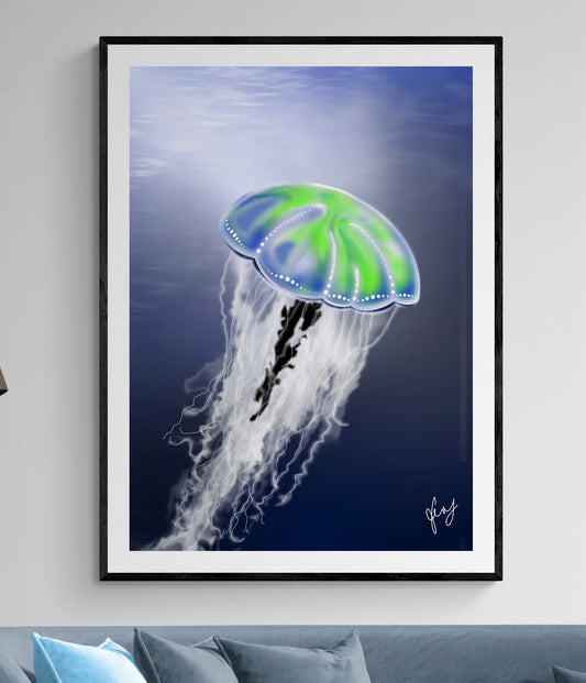 Colourful Jellyfish Digital Art Wall Art Print