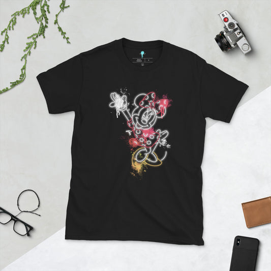 Unisex Minne Mouse Neon Graffiti Print T-Shirt