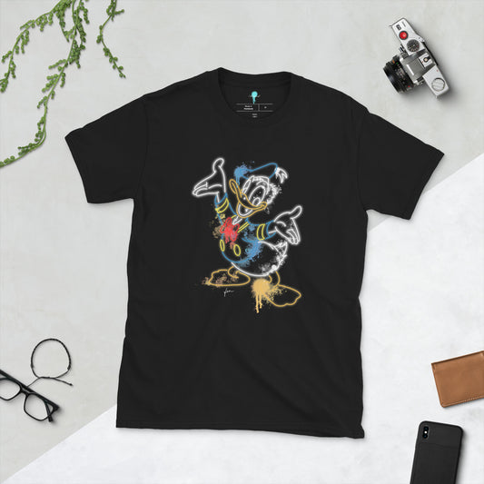 Unisex Donald Duck Neon Graffiti Print T-Shirt